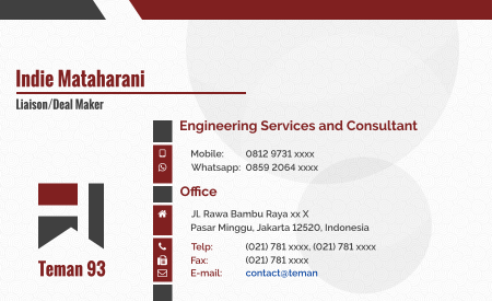 Teman: Business Card: Tampak Depan