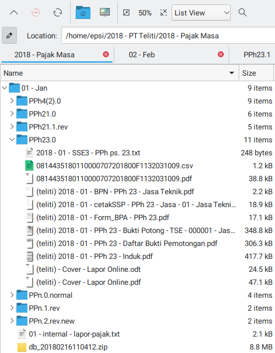 Berkas PPh 23: Folder