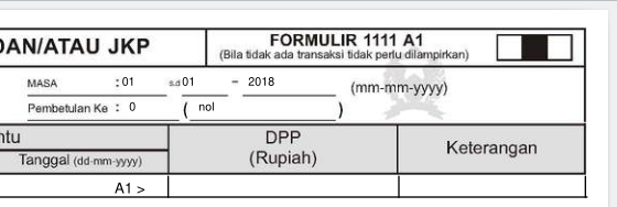 Berkas PPn: Form 1111 A1